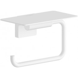 Paper holder with shelf material: Brass, color: White surface: Matt Toilet paper holders