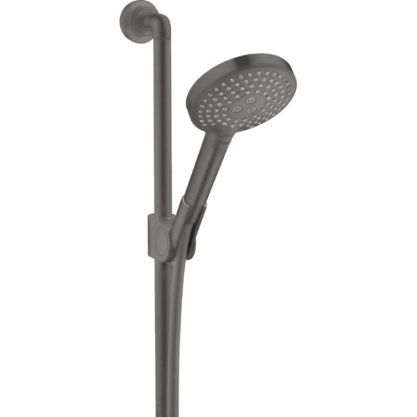 Βέργα ντους 90cm από ορείχαλκο 3 ροών, Brushed Black Chrome με τηλέφωνο & σπιράλ, χρώμα: Μαύρο επιφάνεια: Βουρτσισμένη Βέργες ντους