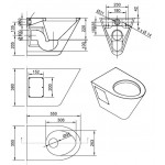 Wall-mounted toilet & toilet seat, style: Wrapover hidden fixation with rim 55x38x30 surface: Satin, color: Chrome Wall-mounted Wall-mounted toilet & toilet seat, style: Wrapover hidden fixation with rim 55x38x30 surface: Satin, color: Chrome Wall-mounted
