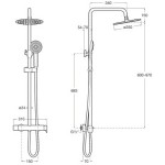 Shower tap with showerpipe and overhead shower Wall-mounted material: Brass mixer, color: Chrome surface: Glossy Wall-mounted exposed with showerpipe and overhead shower Shower tap with showerpipe and overhead shower Wall-mounted material: Brass mixer, color: Chrome surface: Glossy Wall-mounted exposed with showerpipe and overhead shower