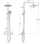 Shower tap with showerpipe and overhead shower Wall-mounted material: Brass mixer, color: Black surface: Matt Wall-mounted exposed with showerpipe and overhead shower Shower tap with showerpipe and overhead shower Wall-mounted material: Brass mixer, color: Black surface: Matt Wall-mounted exposed with showerpipe and overhead shower