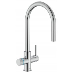 Kitchen tap Deck-mounted material: Brass With Pull-Out Spray 1 jet with water filter, color: Chrome surface: Glossy Deck-mounted