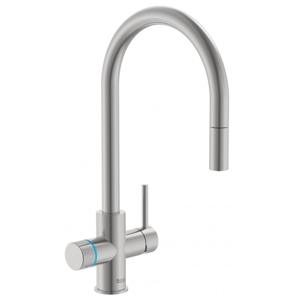 Kitchen tap Deck-mounted material: Brass with shower with water filter C-Spout, Cold Start,, color: Chrome surface: Brushed Deck-mounted Kitchen tap Deck-mounted material: Brass with shower with water filter C-Spout, Cold Start,, color: Chrome surface: Brushed Deck-mounted