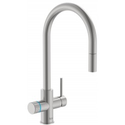 Kitchen tap Deck-mounted material: Brass With Pull-Out Spray 1 jet with water filter Cold Start ,, color: Chrome surface: Brushed Deck-mounted