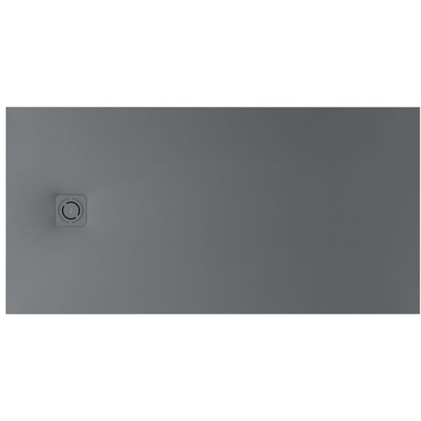 Ντουζιέρα ορθογώνια 170x80x3,2 από συνθετικό με κάλυμμα βαλβίδας, Stonex, Slate, χρώμα: Γκρι επιφάνεια: Ματ Ορθογώνιες