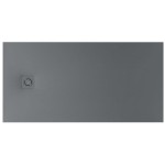 Ντουζιέρα ορθογώνια 100x80x2,6 από συνθετικό Superslim Stonex με κάλυμμα βαλβίδας, Slate, χρώμα: Γκρι επιφάνεια: Ματ Ορθογώνιες