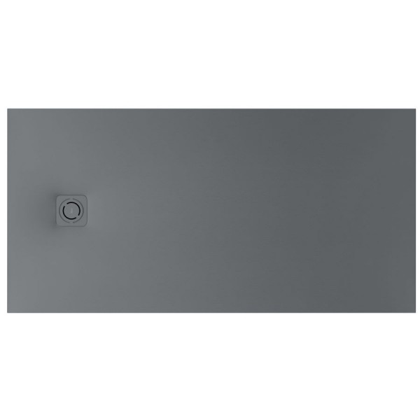 Ντουζιέρα ορθογώνια 100x80x2,6 από συνθετικό Superslim Stonex με κάλυμμα βαλβίδας, Slate, χρώμα: Γκρι επιφάνεια: Ματ Ορθογώνιες