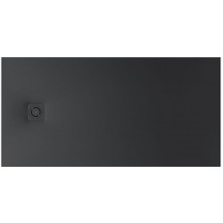 Ντουζιέρα ορθογώνια 100x80x2,6 από συνθετικό Superslim Stonex με κάλυμμα βαλβίδας, χρώμα: Μαύρο επιφάνεια: Ματ