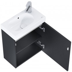 Furniture base with washbasin 45x25x58 material: Wood composite 1 basin wall mounted, color: Black Cabinets with wash basin