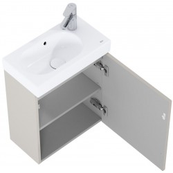 Furniture base with washbasin 45x25x58 material: Wood composite 1 basin wall mounted, color: Grey Cabinets with wash basin