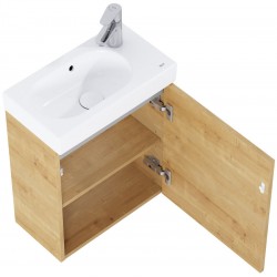Furniture base with washbasin 45x25x58 material: Wood composite 1 basin wall mounted, color: Wood Oak
