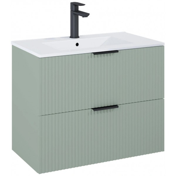 Furniture base with washbasin 81,5x46,5x63,5 material: Wood composite 1 basin wall mounted, color: Green Cabinets with wash basin