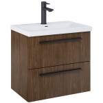 Furniture base with washbasin 61,5x39,5 material: Wood composite 1 basin wall mounted, color: Walnut wood Cabinets with wash basin