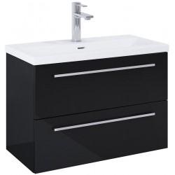 Furniture base with washbasin 81,5x39,5 material: Wood composite 1 basin wall mounted, color: Black Cabinets with wash basin