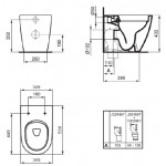 Floor standing toilet & toilet seat soft closing, style: Sandwich back to wall horizontal outlet p Self-Cleaning / Rimless Slim HydroTwist, Back to Wall 53x34x40 surface: Glossy, color: White Floor standing Floor standing toilet & toilet seat soft closing, style: Sandwich back to wall horizontal outlet p Self-Cleaning / Rimless Slim HydroTwist, Back to Wall 53x34x40 surface: Glossy, color: White Floor standing