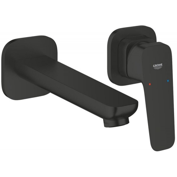 Wash basin tap Wall-mounted - external part 2 holes mixer Without waste, color: Black material: Brass surface: Matt Wall-mounted - external part Wash basin tap Wall-mounted - external part 2 holes mixer Without waste, color: Black material: Brass surface: Matt Wall-mounted - external part