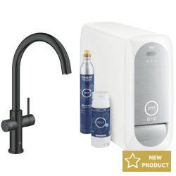 Kitchen tap Deck-mounted material: Brass with water filter, color: Black surface: Matt Deck-mounted