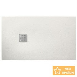 Ντουζιέρα ορθογώνια 100x80x2,6 από συνθετικό Superslim Stonex με κάλυμμα βαλβίδας Beige, χρώμα: Μπεζ επιφάνεια: Ματ