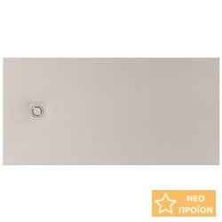 Ντουζιέρα ορθογώνια 100x70x2,6 από συνθετικό Superslim Stonex με κάλυμμα βαλβίδας Beige, χρώμα: Μπεζ επιφάνεια: Ματ