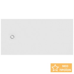 Ντουζιέρα ορθογώνια 100x70x2,6 από συνθετικό Superslim Stonex με κάλυμμα βαλβίδας, χρώμα: Λευκό επιφάνεια: Ματ