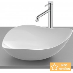 Νιπτήρας ελευθέρας τοποθέτησης 55x38,5x18 από πορσελάνη χωρίς οπή  χωρίς υπερχείλιση με καπάκι βαλβίδας FineCeramic, χρώμα: Λευκό επιφάνεια: Γυαλιστερή Ελευθέρας τοποθέτησης