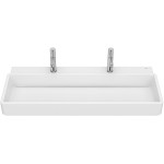 Νιπτήρας επίτοιχος 100x43x15,5 Matt White με 1 γούρνα με δύο οπές χωρίς υπερχείλιση από πορσελάνη, χρώμα: Λευκό Ματ επιφάνεια: Ματ Νιπτήρας επίτοιχος 100x43x15,5 Matt White με 1 γούρνα με δύο οπές χωρίς υπερχείλιση από πορσελάνη, χρώμα: Λευκό Ματ επιφάνεια: Ματ