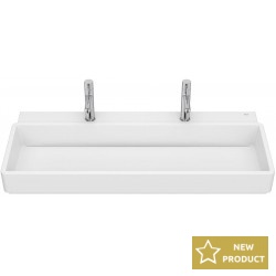 Washbasin Wall-mounted 100x43x15,5 Matt White With 1 bowl With two holes Without overflow material: Porcelain, color: White Matt surface: Matt Wall-mounted