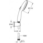 Shower head W/ hose and holder 2 jets Relexaflex 1,50m, color: Chrome surface: Glossy Hand showers