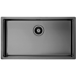 Νεροχύτης ανοξείδωτος 75x44 από inox επιφάνεια: Βουρτσισμένη χωρίς πάγκο υποκαθήμενος, 1 γούρνα Black PVD, χρώμα: Μαύρο Ανοξείδωτοι
