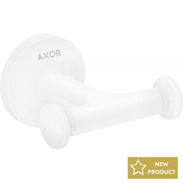 Hook double Flat wall mounted material: Brass, color: White surface: Matt Hooks Hook double Flat wall mounted material: Brass, color: White surface: Matt Hooks