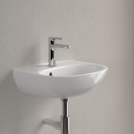Washbasin Wall-mounted 45x36 With 1 bowl With hole in the middle With overflow / no pedestal material: Porcelain, color: White surface: Glossy Wall-mounted Washbasin Wall-mounted 45x36 With 1 bowl With hole in the middle With overflow / no pedestal material: Porcelain, color: White surface: Glossy Wall-mounted
