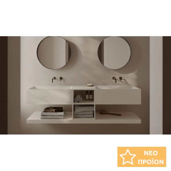 Ράφι μπάνιου 150x40x50 από solid surface I-150CT, χρώμα: Λευκό Ράφια μπάνιου Ράφι μπάνιου 150x40x50 από solid surface I-150CT, χρώμα: Λευκό Ράφια μπάνιου