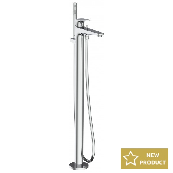 Bathtub tap Floor-standing complete material: Brass, color: Chrome surface: Glossy Floor standing