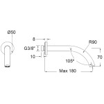 Spout (Nozzle) 18cm Wall-mounted material: Brass, color: Gold surface: Brushed Bath spouts Spout (Nozzle) 18cm Wall-mounted material: Brass, color: Gold surface: Brushed Bath spouts