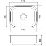 Sink Stainless (Steel) 52,5x42,5 material: Inox surface: Matt free Undermount 1 bowl, color: Chrome Stainless steel
