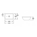 Washbasin Under counter 45x28 material: Porcelain (51x34) Without overflow, color: White surface: Glossy Under counter