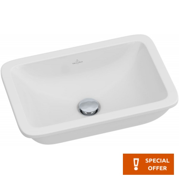 Washbasin Under counter 45x28 material: Porcelain (51x34) Without overflow, color: White surface: Glossy Under counter