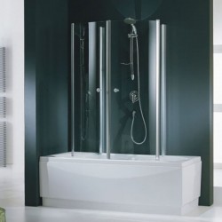 Καμπίνα μπανιέρας ορθογώνια 154x67x150 5mm / 6mm πτυσσόμενη 470, Crystal clear επιφάνεια: Γυαλιστερή, χρώμα: Χρωμέ