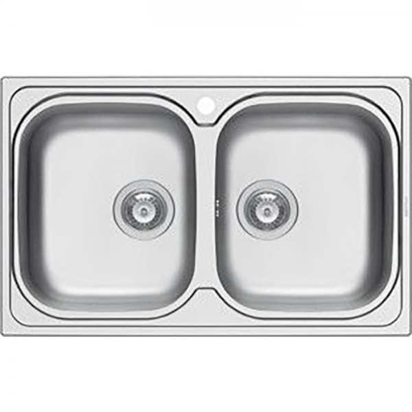 Νεροχύτης ανοξείδωτος 79x50 από inox επιφάνεια: Γυαλισμένη χωρίς πάγκο ένθετος 2 γούρνες 2Β, χρώμα: Χρωμέ Ανοξείδωτοι