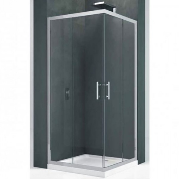 Καμπίνα ντουζιέρας τετράγωνη 66x66x195 6mm συρόμενη πλήρης, γωνιακής εισόδου A66x2, Crystal Clear, διάφανο κρύσταλλο επιφάνεια: Γυαλιστερή, χρώμα: Χρωμέ Τετράγωνες