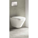 Wall-mounted toilet & toilet seat soft closing, style: Wrapover Aquablade hidden fixation 56,5x36 surface: Glossy, color: White Wall-mounted