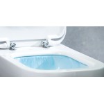 Wall-mounted toilet & toilet seat soft closing, style: Wrapover Aquablade hidden fixation 56,5x36 surface: Glossy, color: White Wall-mounted
