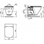 Wall-mounted toilet & toilet seat soft closing, style: Wrapover Aquablade hidden fixation 56,5x36 surface: Glossy, color: White Wall-mounted