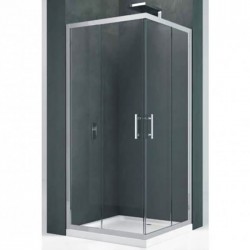 Καμπίνα ντουζιέρας τετράγωνη 96x96x195 6mm συρόμενη πλήρης, γωνιακής εισόδου A96 x2, Crystal Clear, διάφανο κρύσταλλο επιφάνεια: Γυαλιστερή, χρώμα: Χρωμέ Τετράγωνες