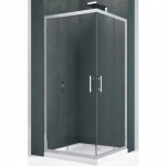 Καμπίνα ντουζιέρας τετράγωνη 96x96x195 6mm συρόμενη πλήρης, γωνιακής εισόδου A96 x2, Crystal Clear, διάφανο κρύσταλλο επιφάνεια: Γυαλιστερή, χρώμα: Χρωμέ Τετράγωνες