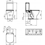 Floor standing close-coupled toilet & flushing cistern & toilet seat soft closing, style: Sandwich Aquablade horizontal outlet p Simple Slim 66,5x36,5 surface: Glossy, color: White Floor standing close-coupled