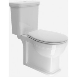 Floor standing close-coupled toilet & flushing cistern & toilet seat soft closing, style: Sandwich horizontal outlet p Simple with rim 70,5x37 surface: Glossy, color: White