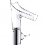 Wash basin tap Deck-mounted L size material: Brass mixer waterfall (cascatta) With non-closing waste set, color: Chrome surface: Glossy Deck-mounted
