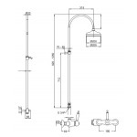Shower tap with showerpipe and overhead shower Wall-mounted material: Brass mixer, color: Bronze surface: Brushed Wall-mounted exposed with showerpipe and overhead shower Shower tap with showerpipe and overhead shower Wall-mounted material: Brass mixer, color: Bronze surface: Brushed Wall-mounted exposed with showerpipe and overhead shower