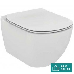 Wall-mounted toilet & toilet seat, style: Sandwich Aquablade hidden fixation Slim 53,5x36,5 surface: Glossy, color: White Wall-mounted